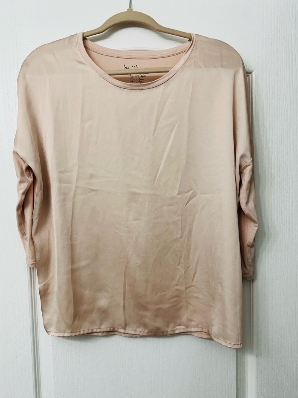 Chico's Blush Pink Long Sleeve Satin-Look Top